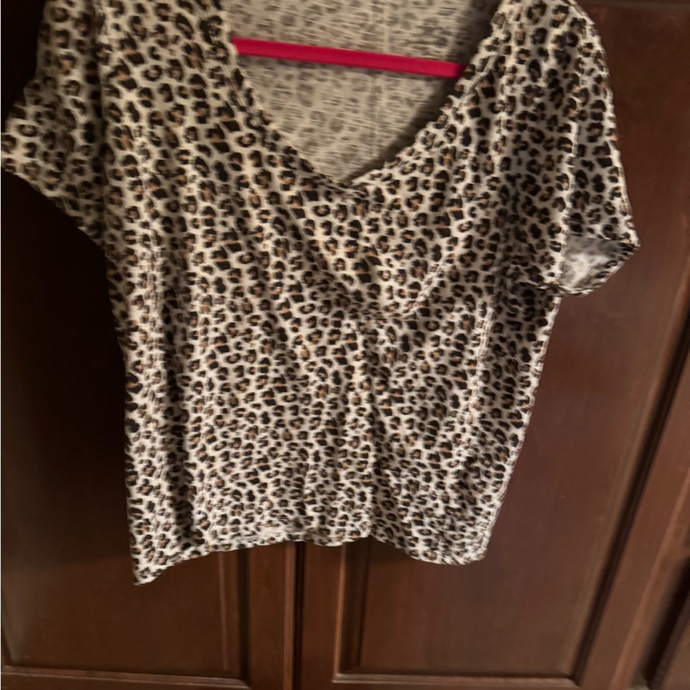Leopard Print V-Neck Women's Top